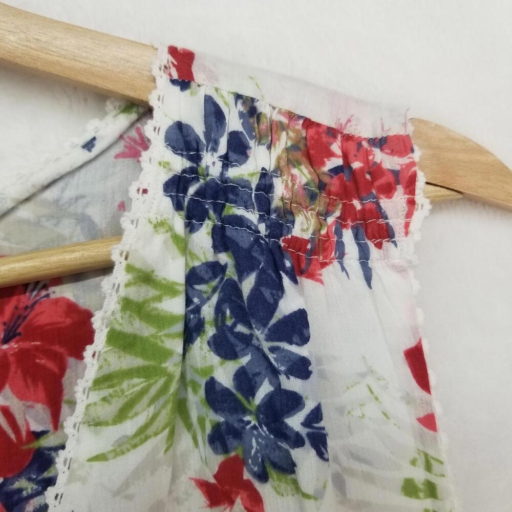 Eddie Bauer Sleeveless Dress Womens 8 White Red Blue Green Floral 100%‎ Cotton - Picture 6 of 13